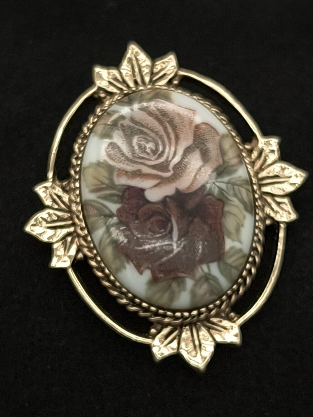 Vintage Sarah Coventry Rose Marie Gold Tone Cameo Brooch & Pendant Combo
